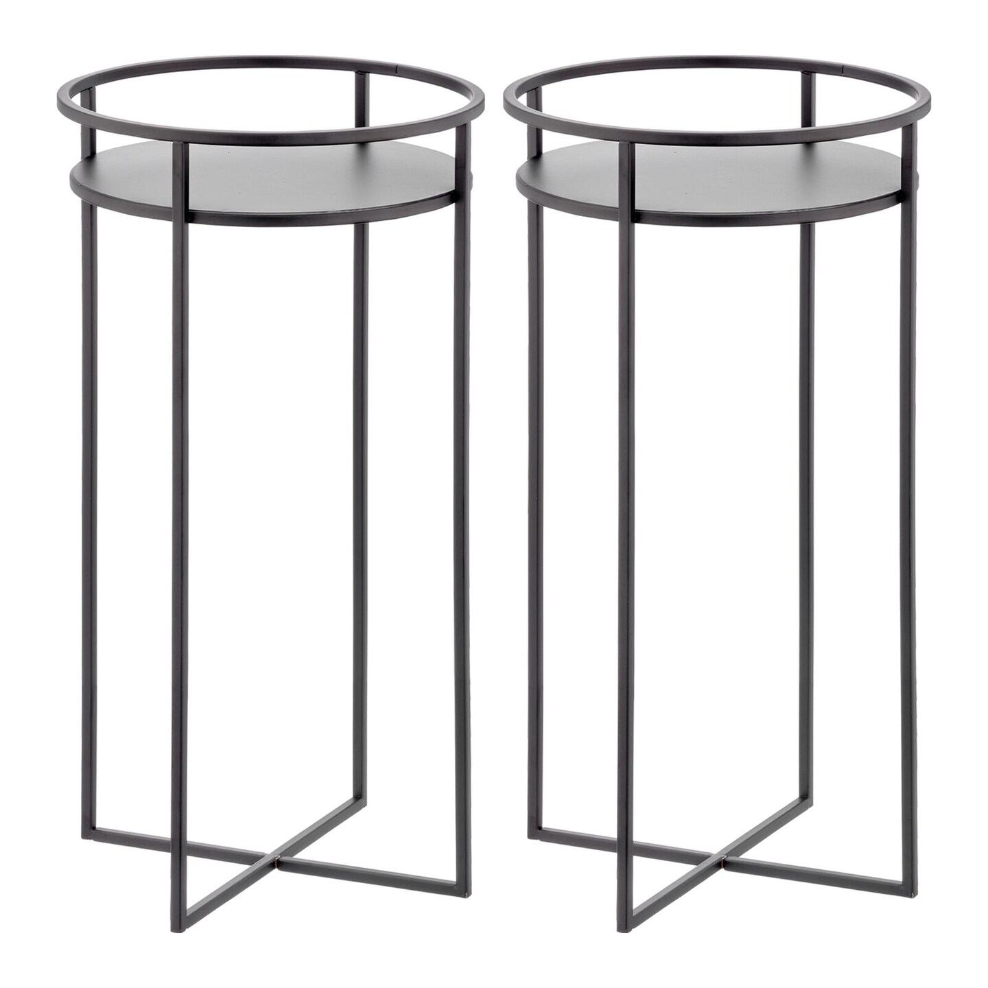 mDesign Metal Modern Indoor/Outdoor Plant Stand for Flowers and Greenery