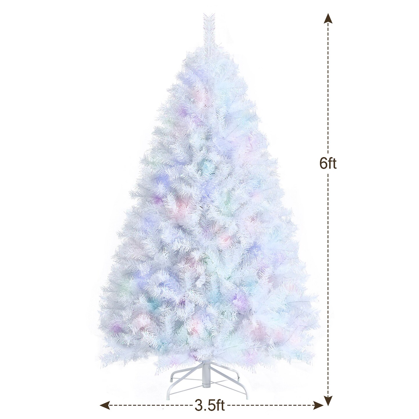 Costway 6ft White Iridescent Tinsel Artificial Christmas Tree w/ 792 Branch Tips