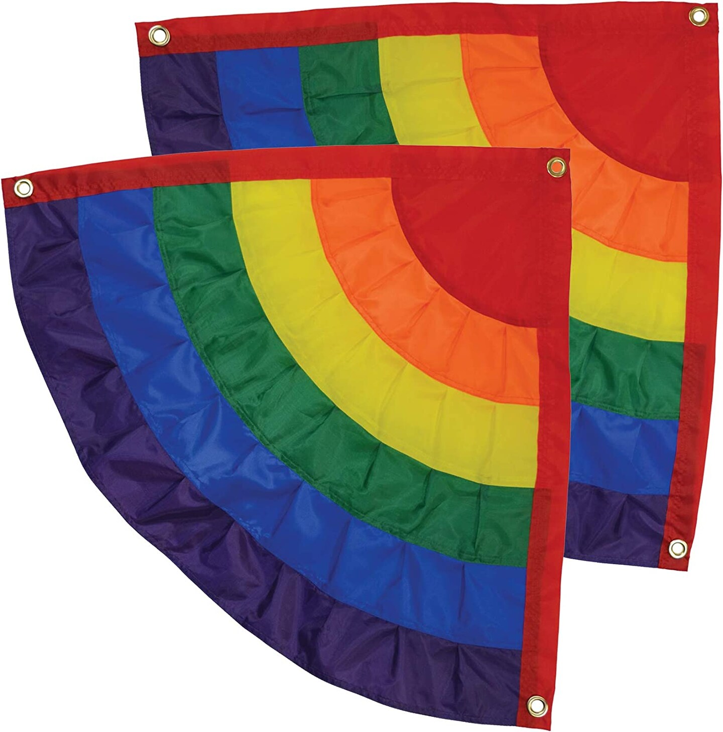 In the Breeze 3705 - Rainbow Ruffle Corner Bunting - Set of 2 - Outdoor Rainbow Decoration