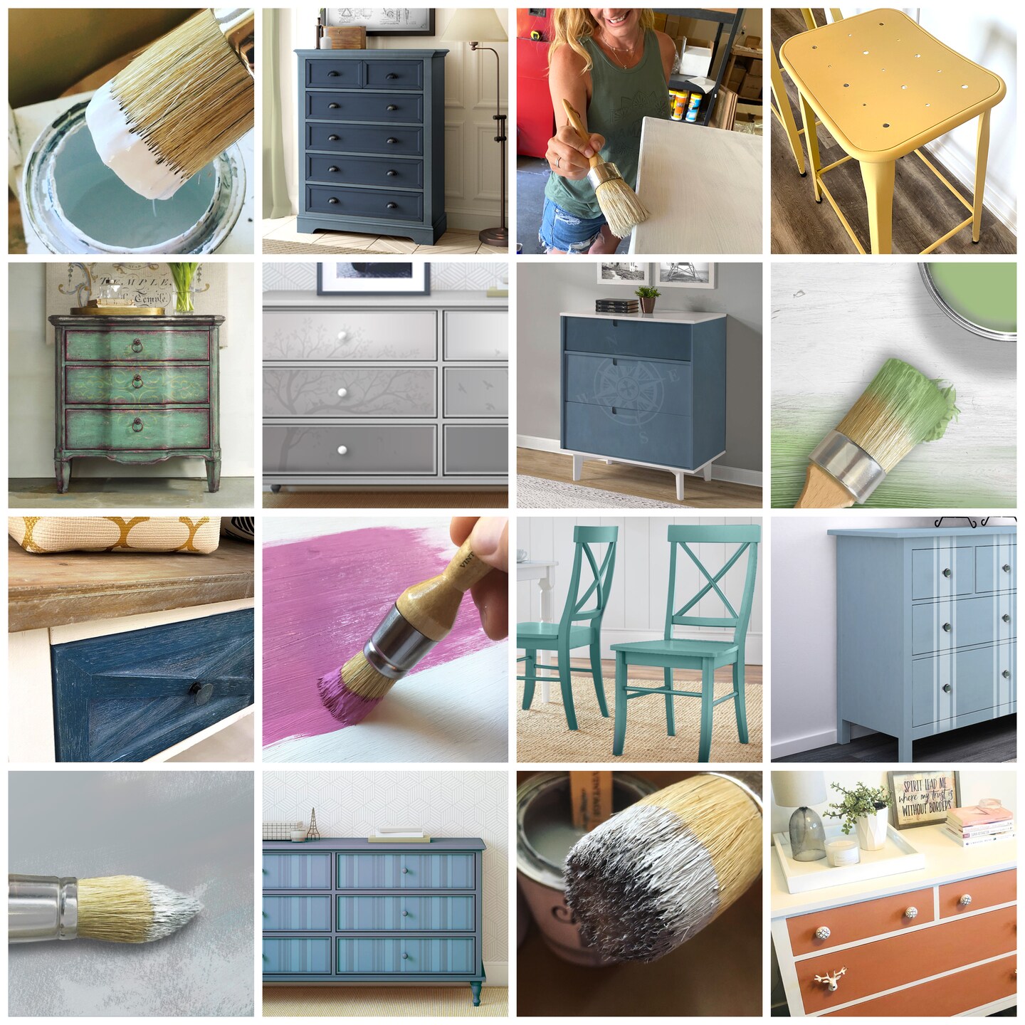 3 PCS Signature Chalk Paint Brush Set, Chalk Paint Brush for Furniture Painting or Waxing, Includes 3 Brushes + Extras, Large and Small DIY Painting Projects, Vintage Tonality