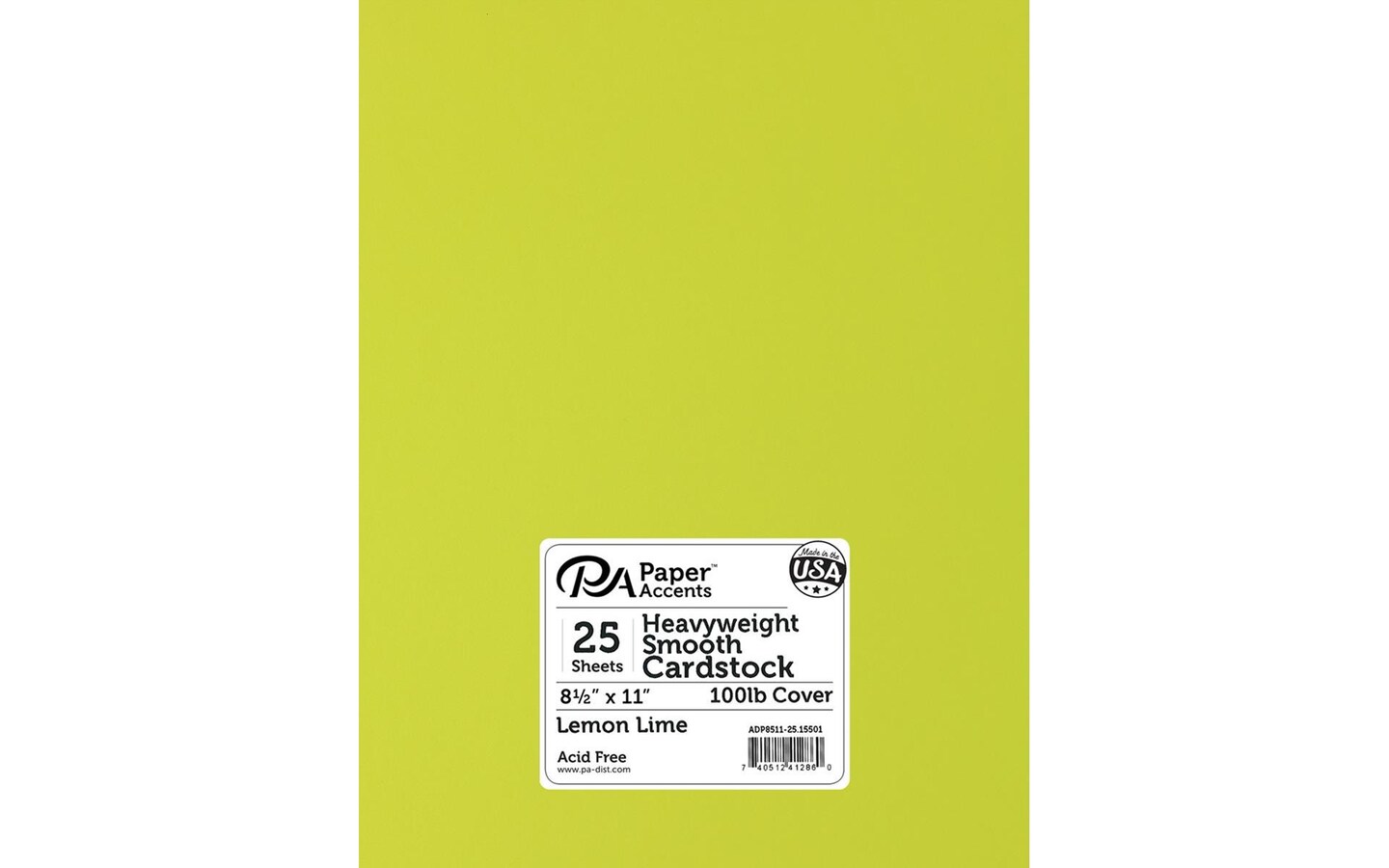 PA Paper Accents Heavyweight Smooth Cardstock 8.5" x 11" Lemon Lime