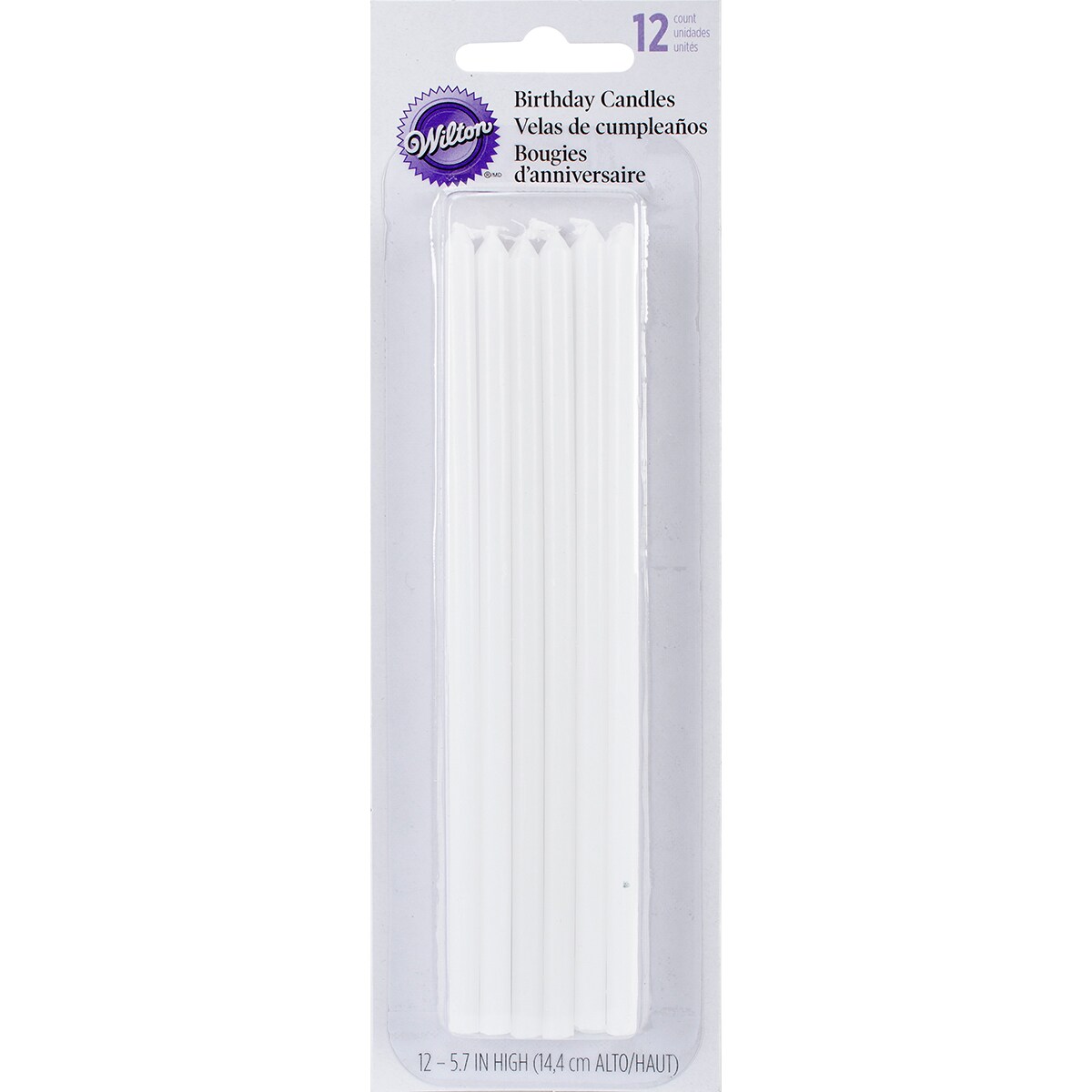 Long Birthday Candles 5.875&#x22; 12/Pkg-White