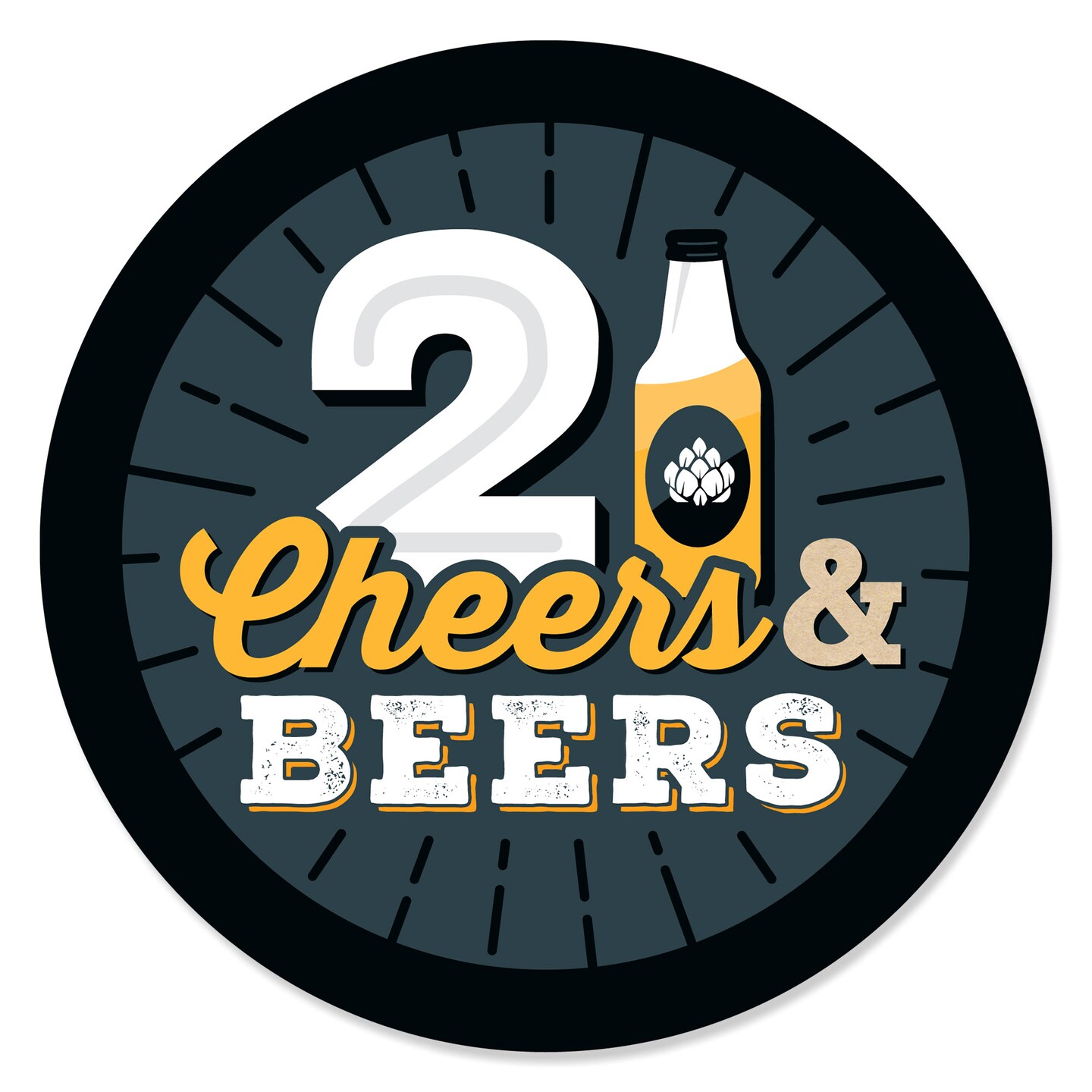 Big Dot of Happiness Cheers and Beers to 21 Years - 21st Birthday Party Circle Sticker Labels - 24 Count
