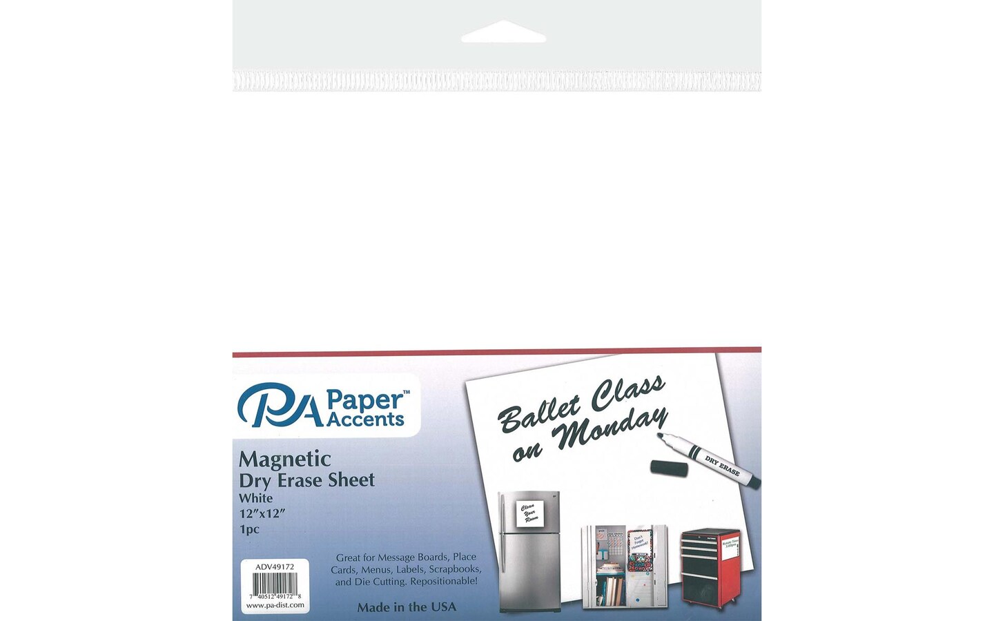 Vinyl 12x12 Magnetic Dry Erase White 1pc