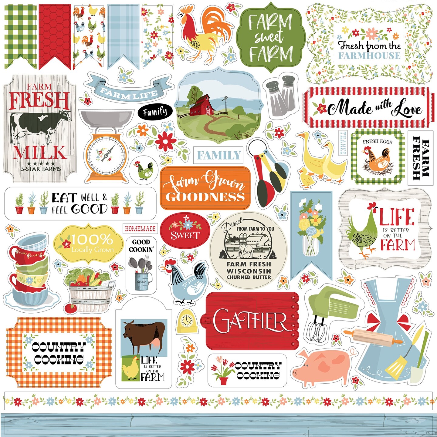 Farmhouse Christmas Cardstock Stickers 12X12-Elements - 787790197119