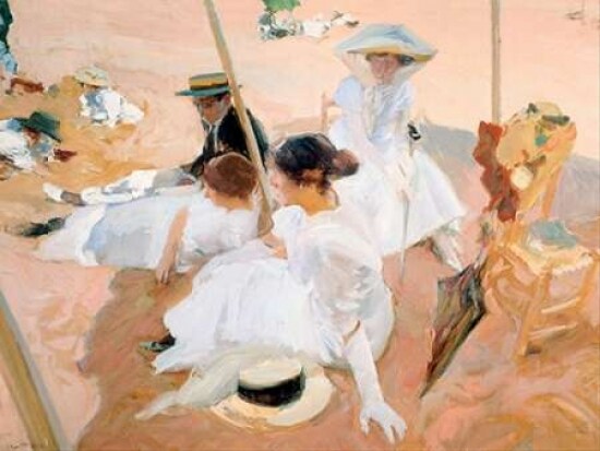 Under the awning, on the Beach at Zarauz Poster Print by Joaquin Sorolla y Bastida - Item # VARPDX3AA2141
