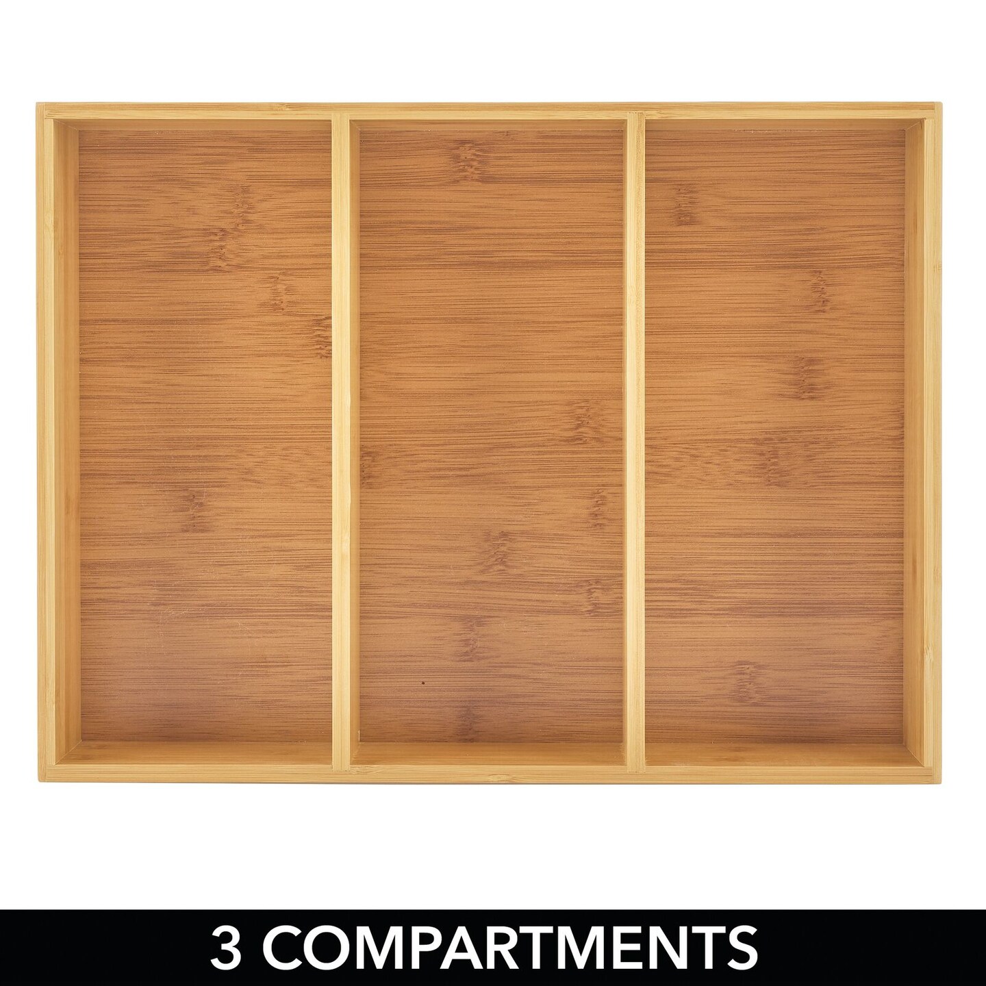 mDesign Bamboo Divided Tea, Snack, Drink, and Food Organizer Box - Natural Wood