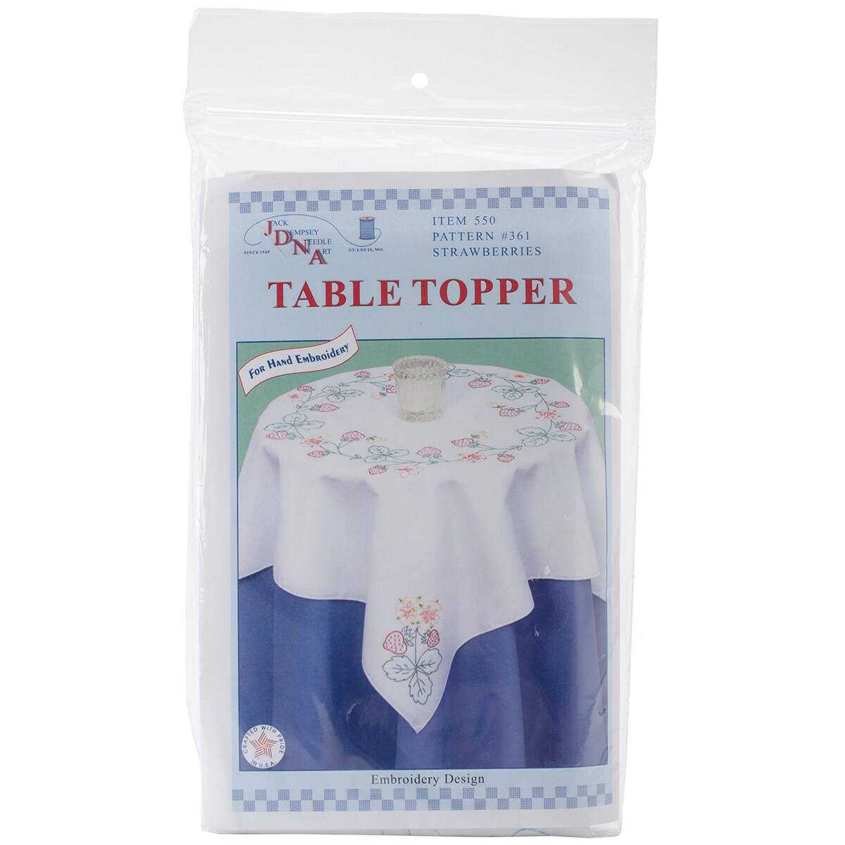 Jack Dempsey Stamped White Perle Edge Table Topper