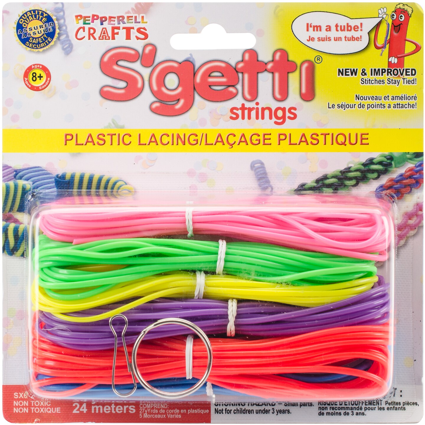 Pepperell S'getti Strings Plastic Lacing 27yd-Neon