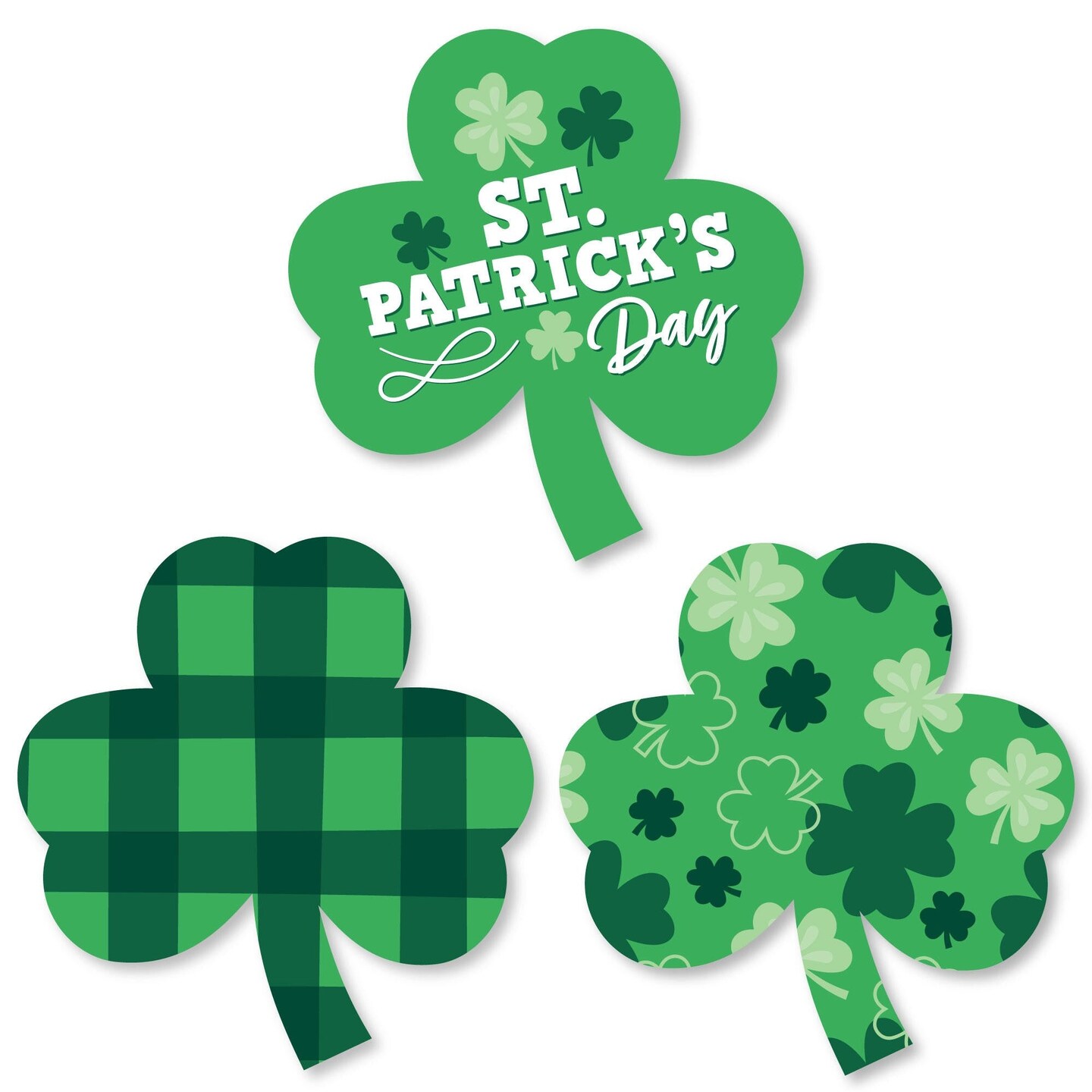 Big Dot of Happiness Shamrock St. Patrick&#x27;s Day - Shaped Saint Paddy&#x27;s Day Party Cut-Outs - 24 Count