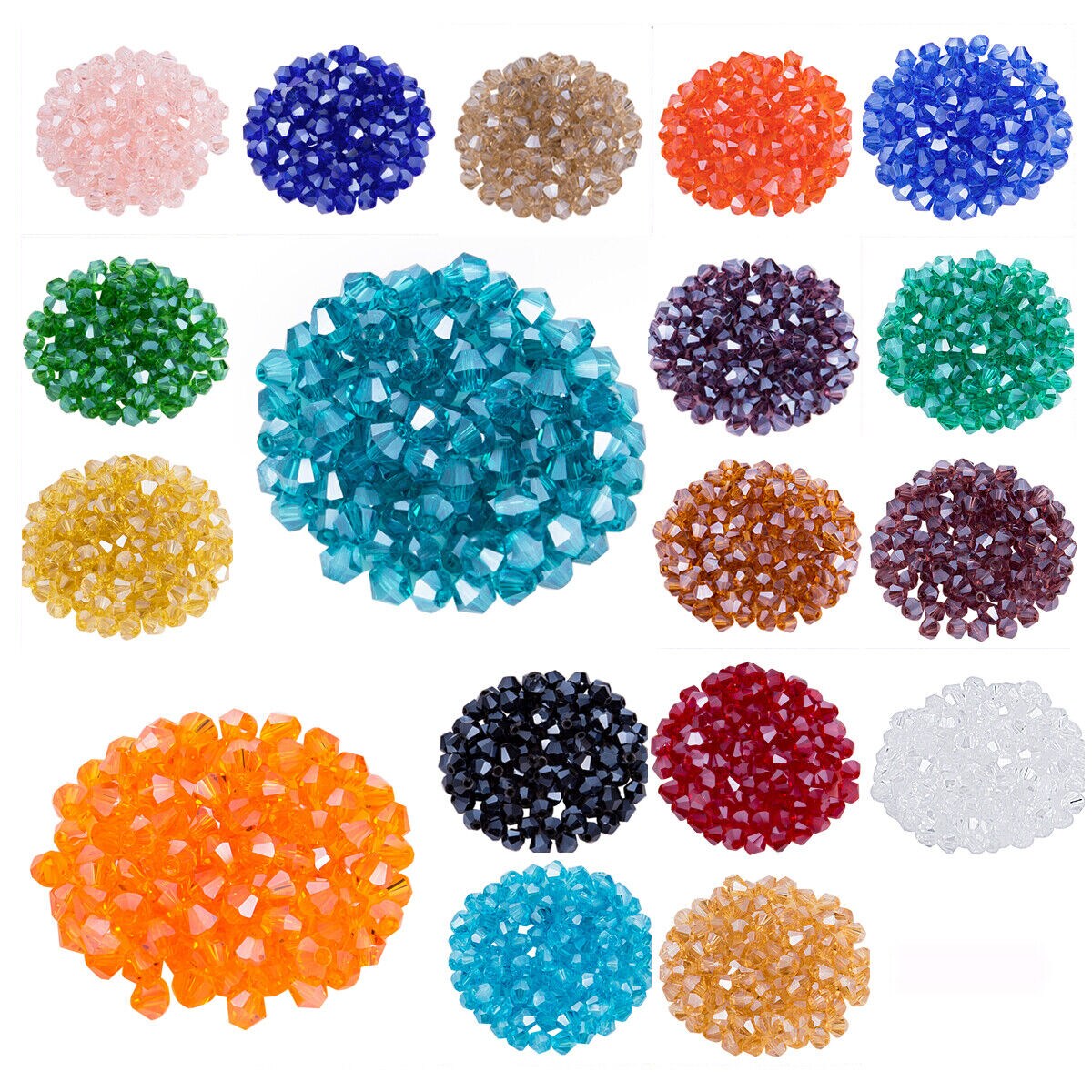 Kitcheniva Crystal Glass Loose Bicone Beads 1800 Pcs