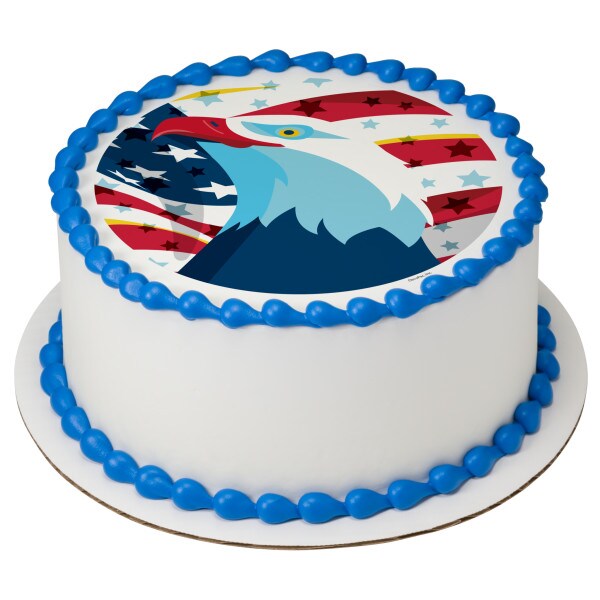 Patriotic Eagle Edible Cake Topper Image 7.5 round