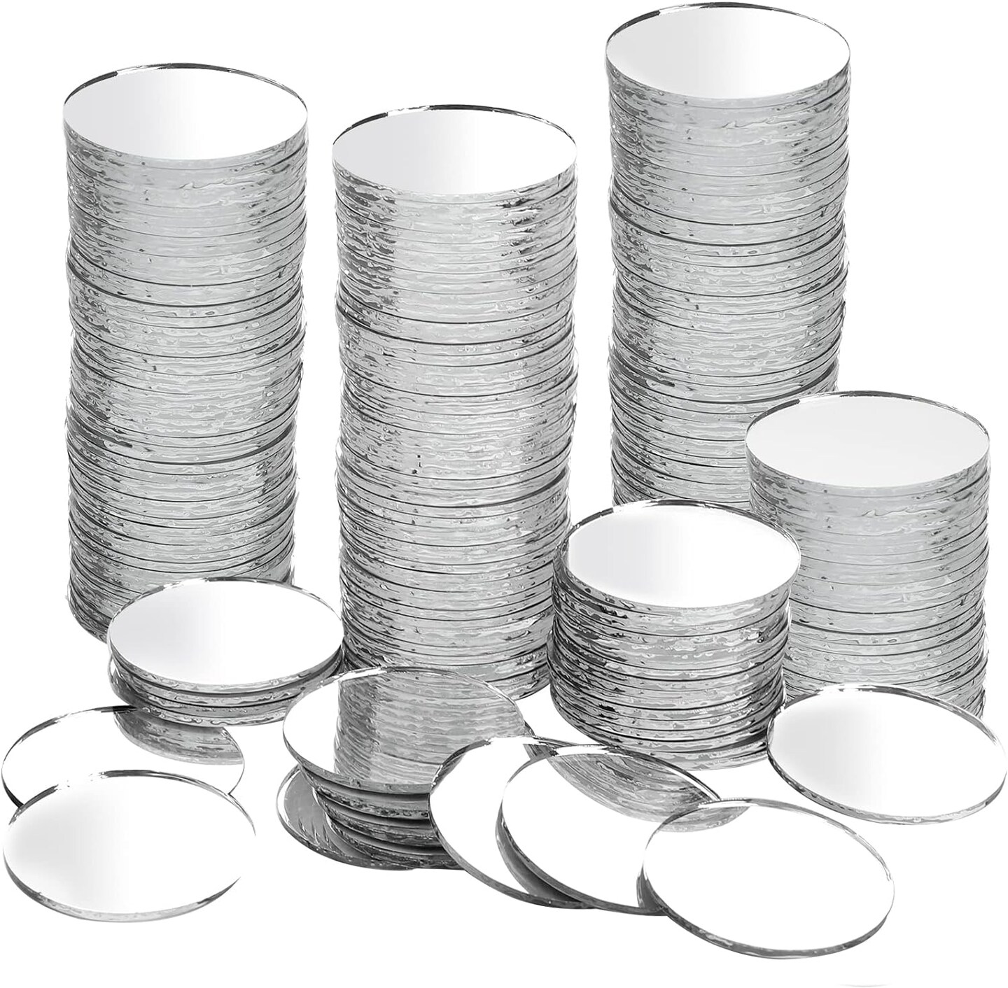 YOUEON 200pcs 1 Inch Small Round Glass Mirrors, Small Mirrors for Crafts, Mosaic Mirrors DIY Craft Mirrors Decorative Glass Mirror Tiles for Arts &#x26; Crafts Projects, Traveling, Framing, Decoration