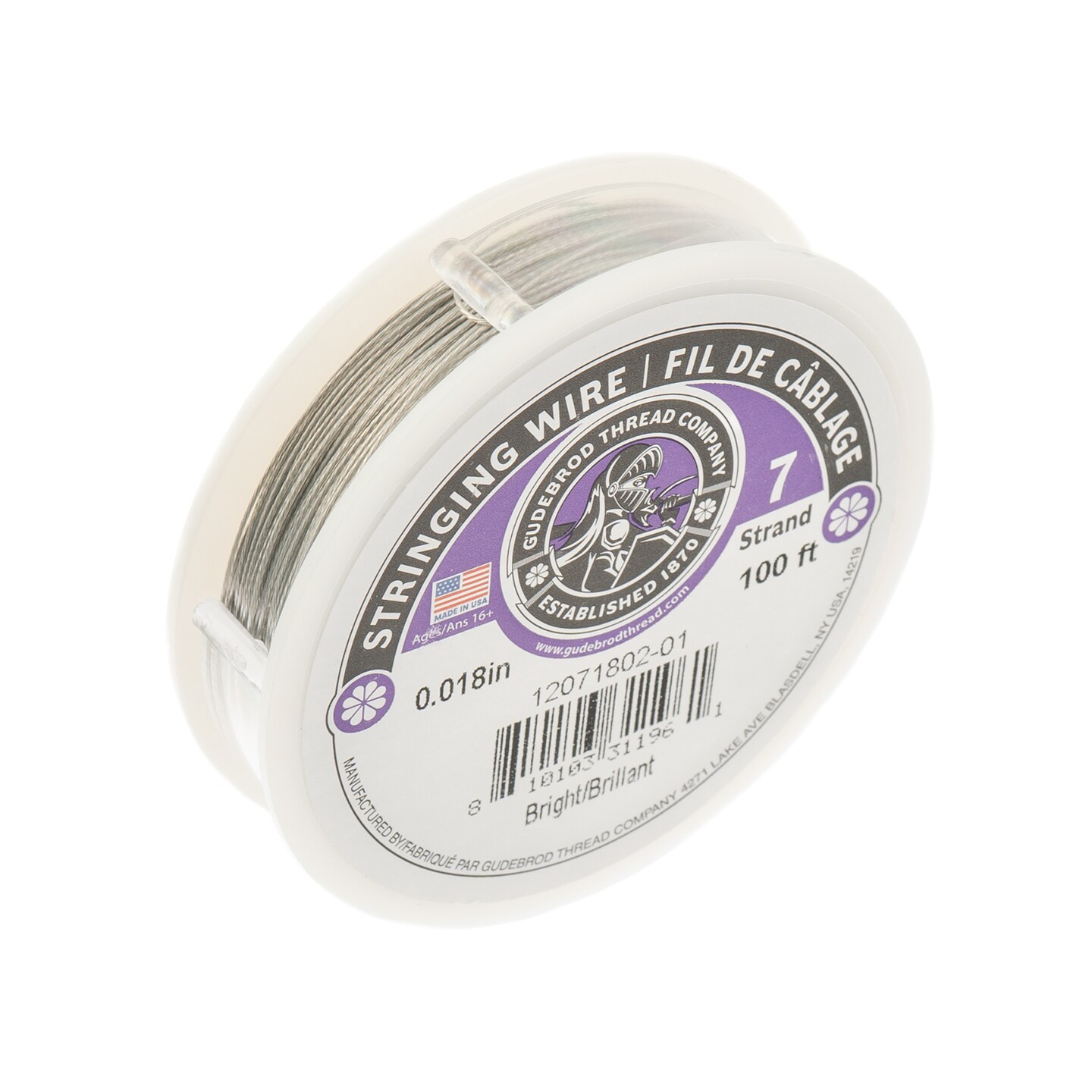 Gudebrod 0.018" 7-Strand Stainless Steel Jewelry Wire | Made in USA