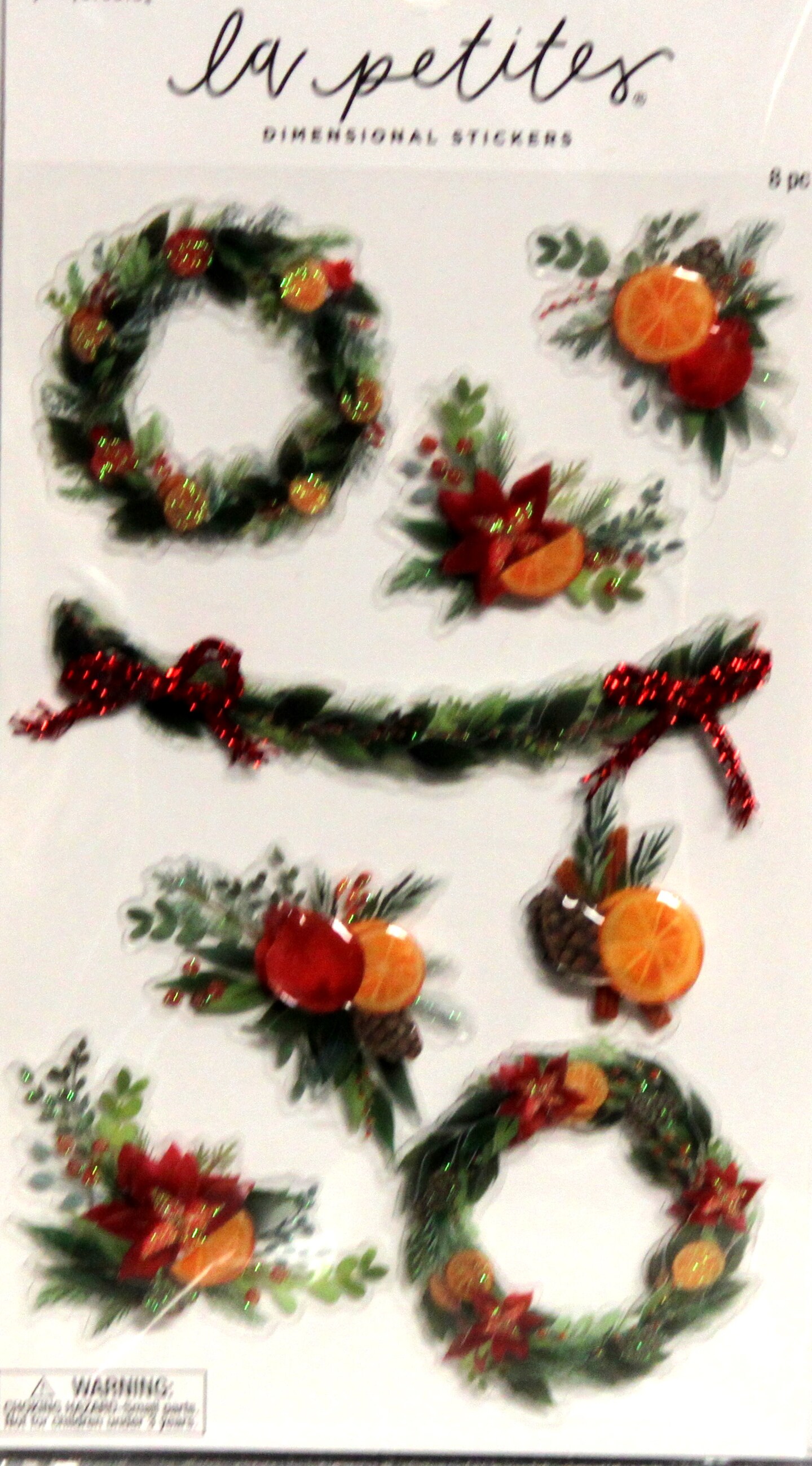 La Petites Pine Wreaths &#x26; Swags Dimensional Christmas Stickers