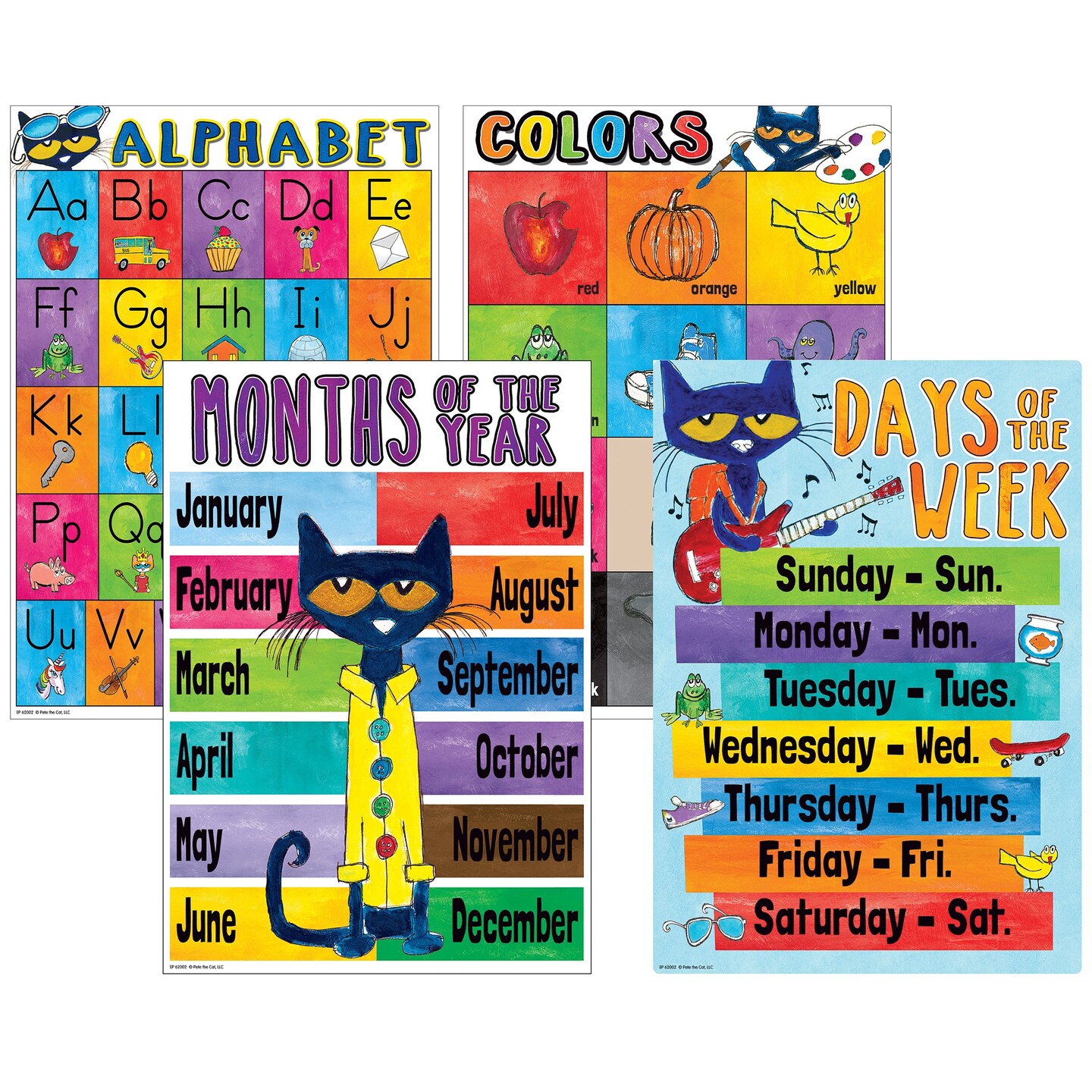 Pete the Cat Early Learning Small Poster Pack, 11&#x22; x 15-3/4&#x22;, Pack of 12