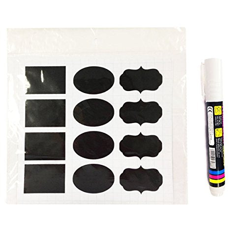 Wrapables Set of 36 Chalkboard Labels / Chalkboard Stickers with Chalk Marker - 3.5&#x22; x 2.5&#x22; Oval, Rectangle, and Fancy Frame