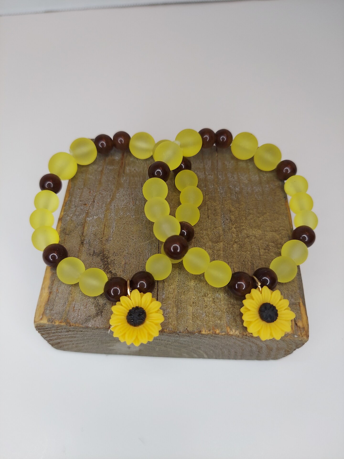 Stunning Sunflowers Glass Beaded Bracelet with Charm 1pc MakerPlace by Michaels