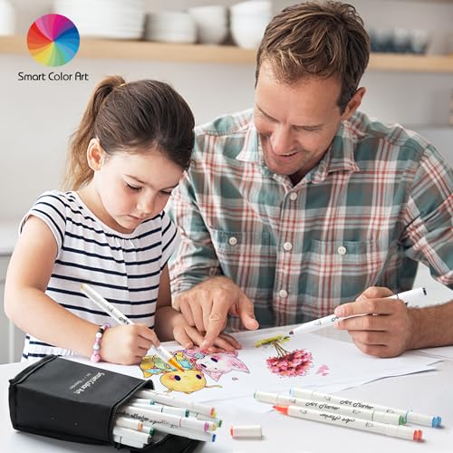 Art Markers, 44 Coloring Markers and 1 Blender, 45 Pack Alcohol Based Dual Tip Permanent Highlighters with Case, Excellent for Adults Kids Marking Drawing Sketching