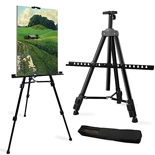 Artist Easel Stand, RRFTOK Metal Tripod Adjustable Easel for Painting  Canvases Height from 21 to 66with Reinforced Triangle,Carry Bag for  Table-Top/Floor Drawing and Didplaying