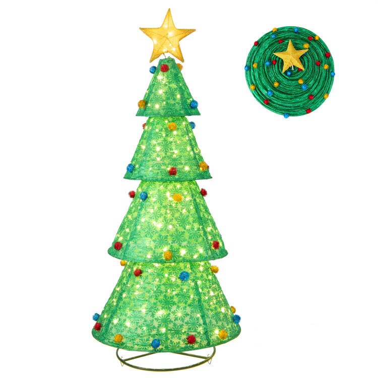 Pop-Up Christmas Tree with 200 Warm White LED Lights for Indoors &#x26; Outdoors