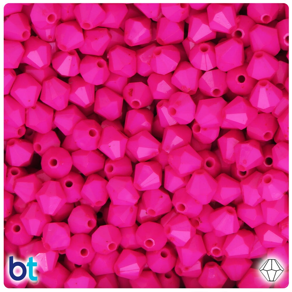 BeadTin Dark Pink Opaque 8mm Faceted Bicone Plastic Craft Beads (300pcs)