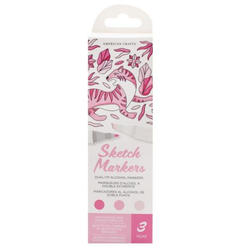 American Crafts Sketch Markers Collection Dual Tip Chisel Fine Point 3Pk CottonCandy 34007534