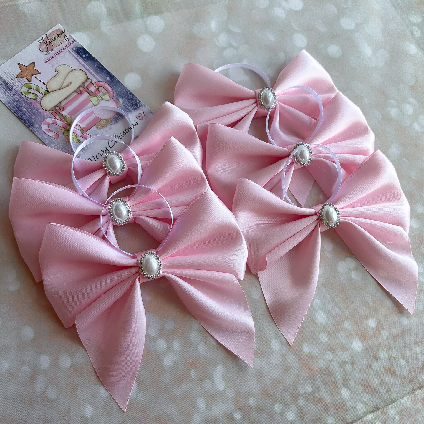 Metallic Market Rhinestone Bow in Light Pink - Restock