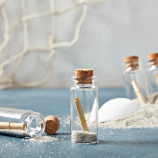 48-piece, 10-milliliter pack Make a Message in a Bottle Kit, Personalized Wedding Favors, Large Quantity Small Glass Cork Bottles with Mini Scrolls
