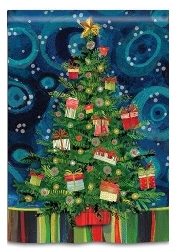 Mod Christmas Tree Flag 2 Sided Decorative