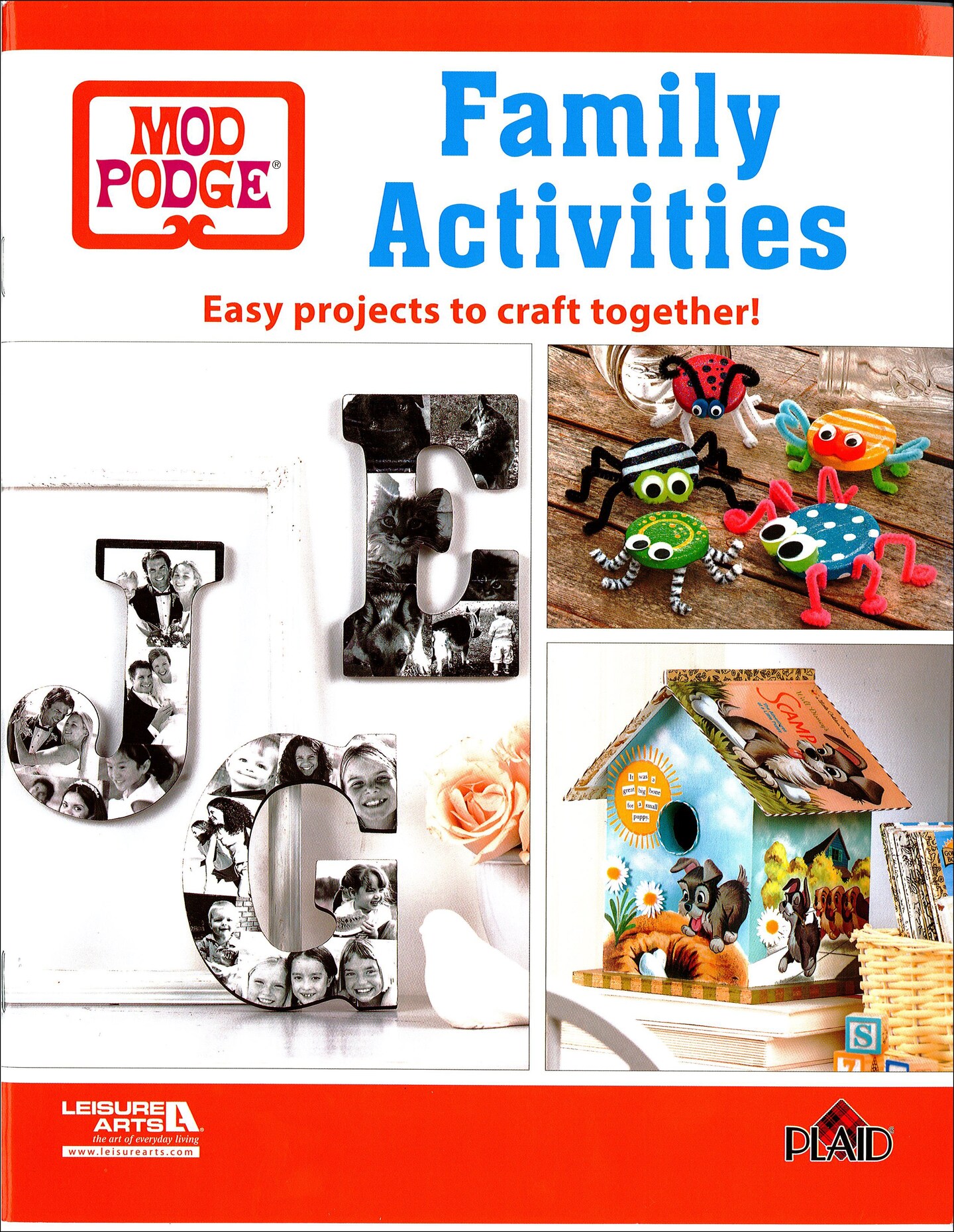Leisure Arts Mod Podge Family Activities Craft Book, Easy Decoupage Projects for All Ages, Home Accessories and Keepsake Gifts, 12 Fun Family Craft Projects, 32 Pages Softcover