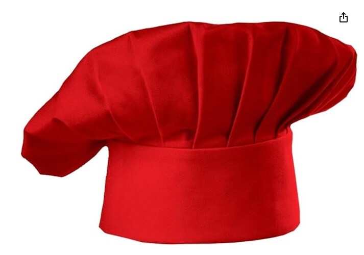 Chef Apron Hat Set, Chef Hat and Kitchen Adult Adjustable Baker Costume Apron for Men and Women Father&#x27;s Day Present (Red)