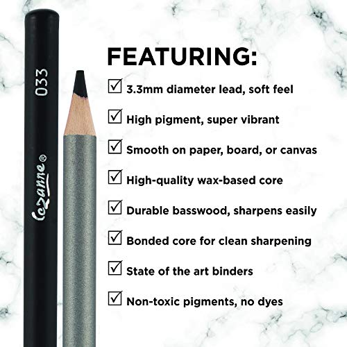 Cezanne Premium Colored Pencils Black Set of 12 - Highly-Pigmented Drawing Pencils - Coloring Pencils for Drawing, Blending, Coloring, and More
