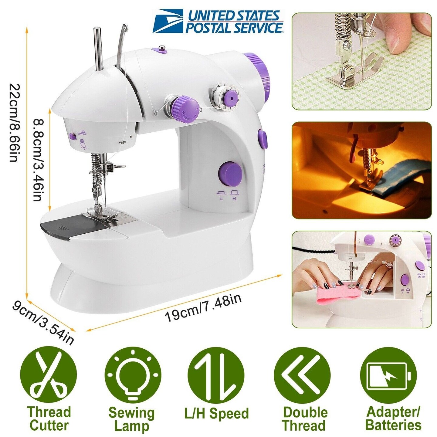 Portable Electric Sewing Machine with LED Light, and Foot Pedal for Home Crafting