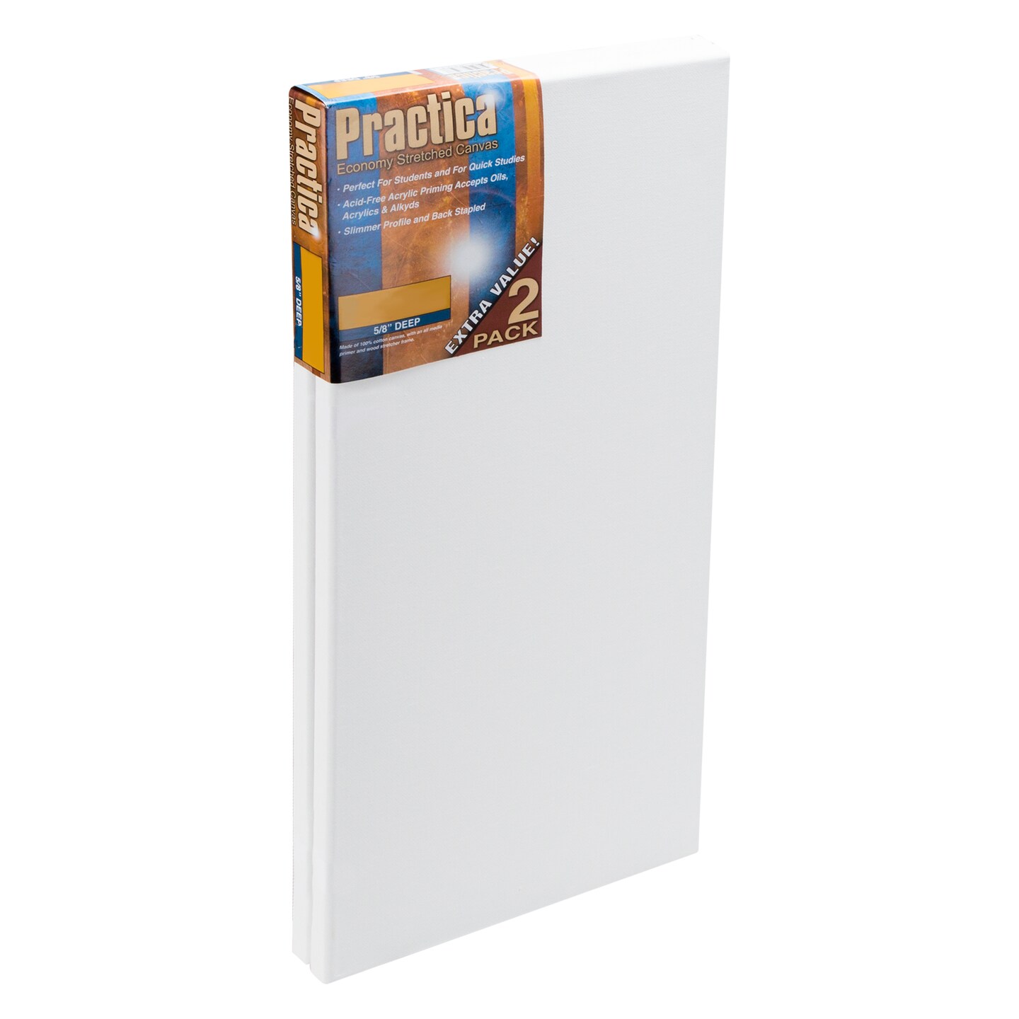 Practica Economy Stretched Cotton Canvas 2 Packs - Acid-Free Acrylic Primed Canvas for Acrylics, Pastels, Graphite, & More!