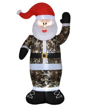 Outdoor Christmas Decorations 8&#x27; Inflatables Camouflage Santa Claus, Blow-Up Yard Christmas Decor with LED Lights Display