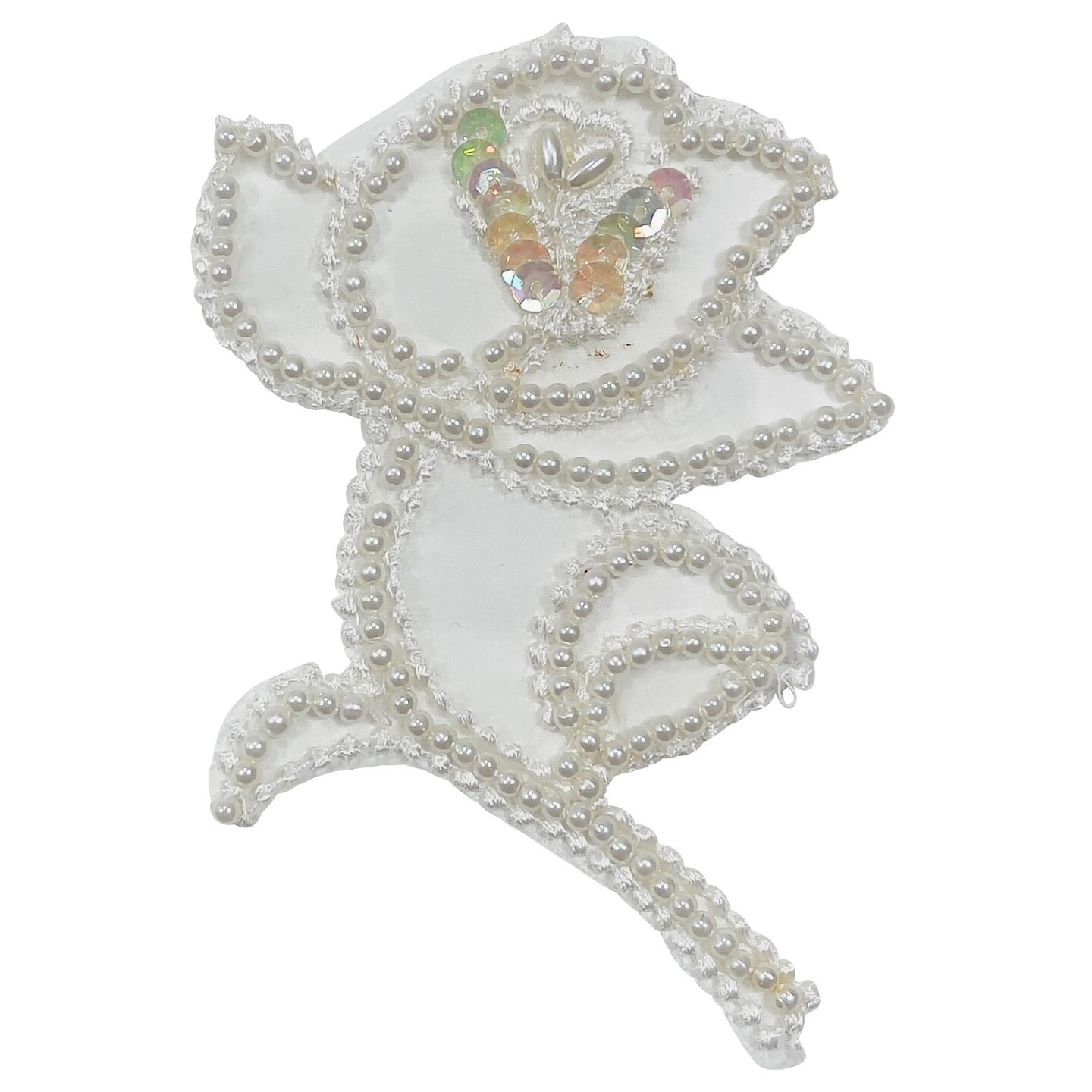 Vintage Bridal Pearl Rose Lace Applique/Patch 2 Pack 4 1/4&#x22; x 3&#x22;
