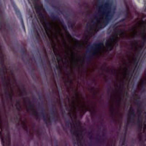 Wissmach Stained Glass Sheet and Mosaic Glass: Medium Purple w/Streaks of Dark Purple &#x26; White Opal