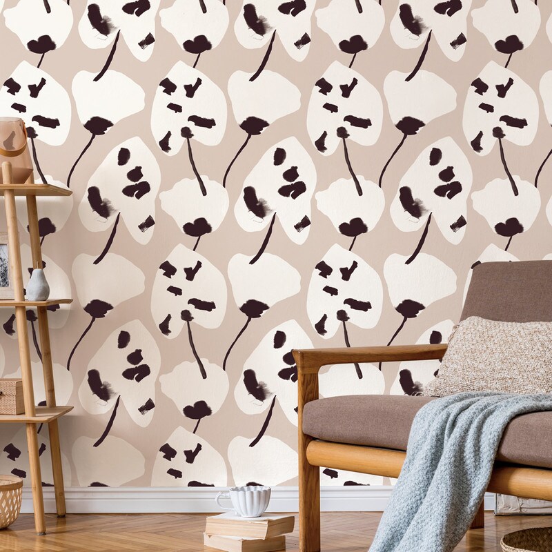 Tempaper Painted Palm Peel and Stick Wallpaper Cocoa