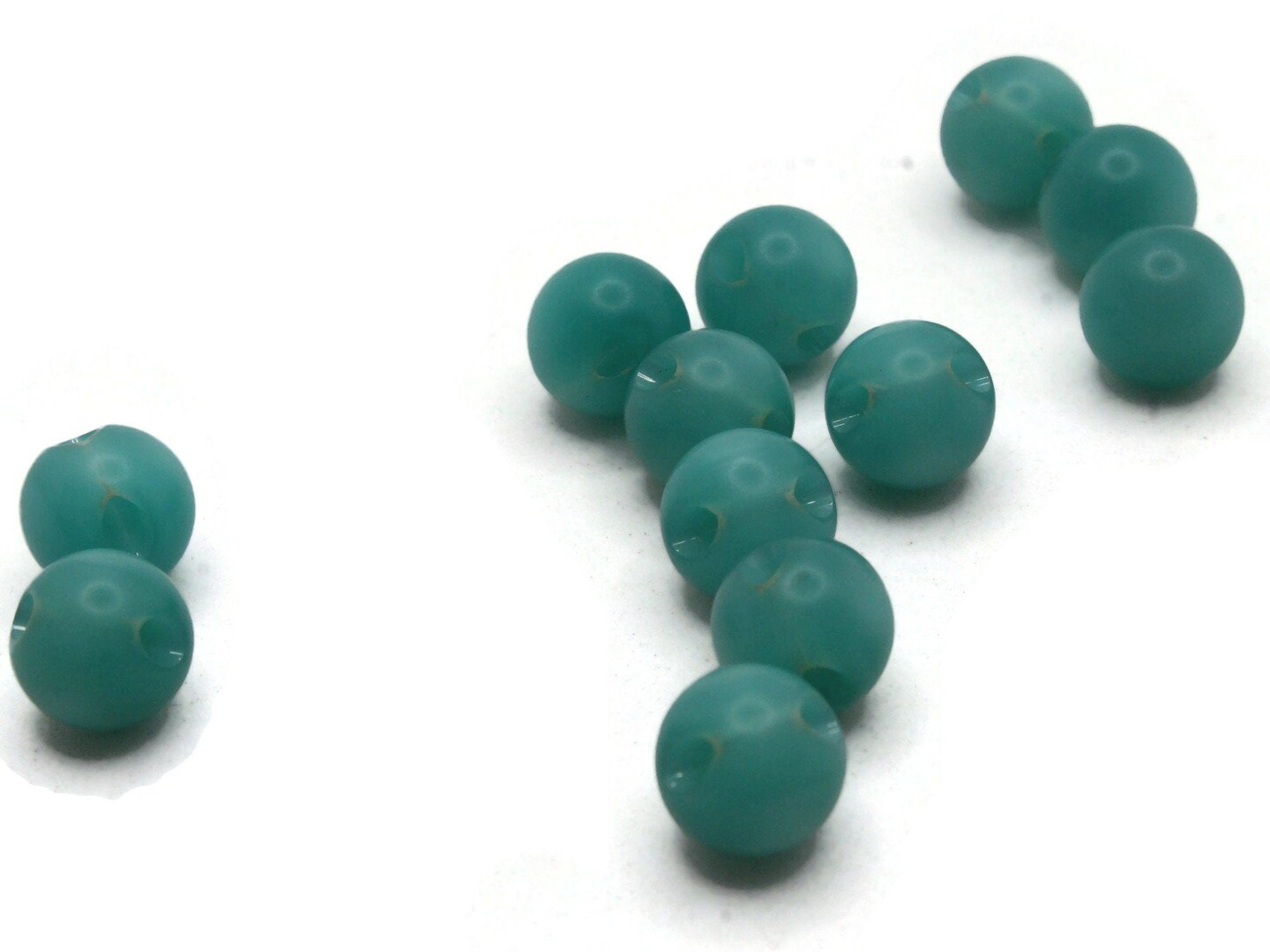 12 9mm 3/8 Inch Green Vintage Moonglow Lucite Round Ball Buttons