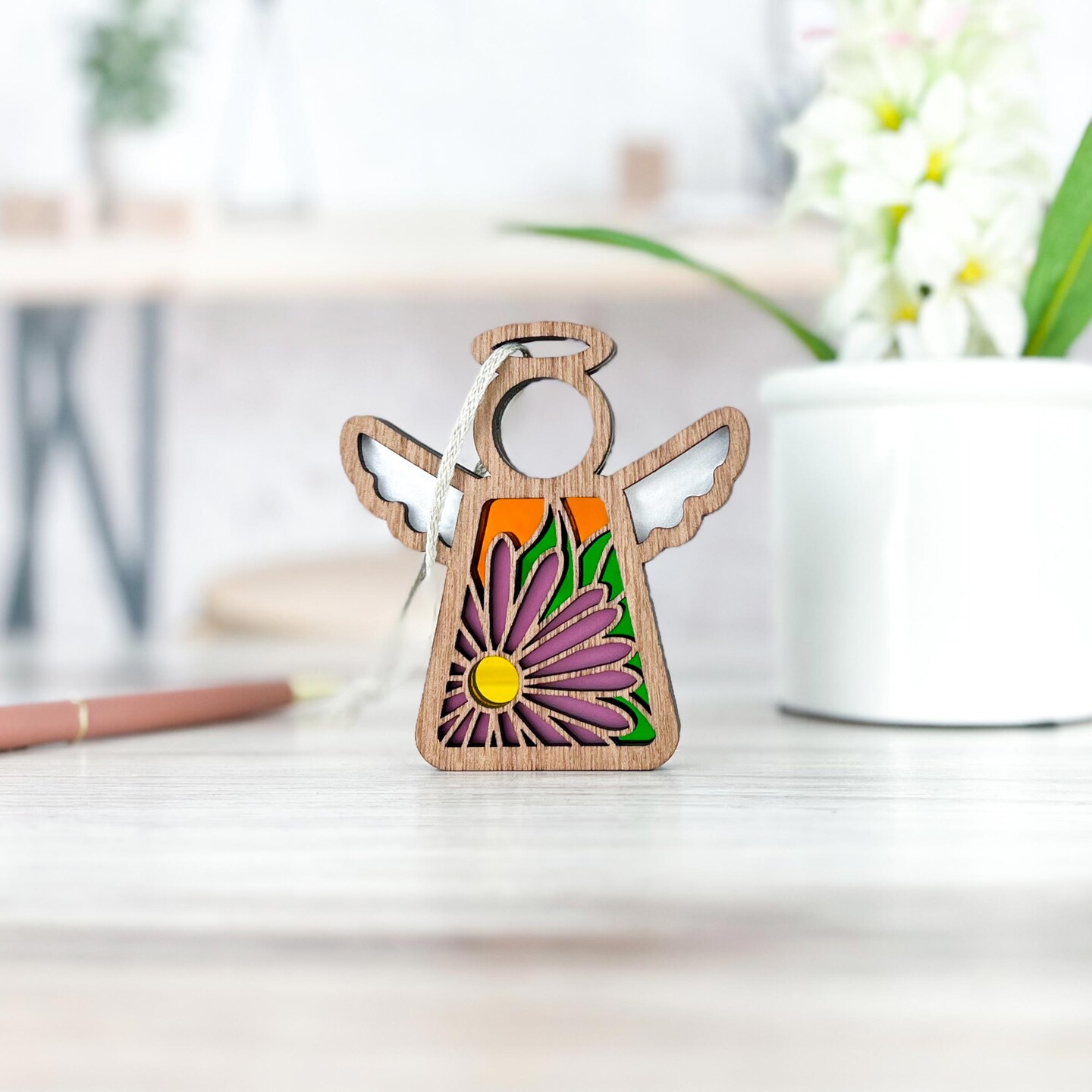 3.5&#x22; Aster Ornament - Handcrafted in Texas - Mother&#x27;s Angels&#xAE; Figurine - Mother&#x27;s Day Gifts