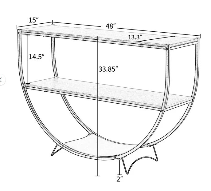 2 Tier Country Style Sofa Table for Entryway, Rustic Style Console Table, Brown