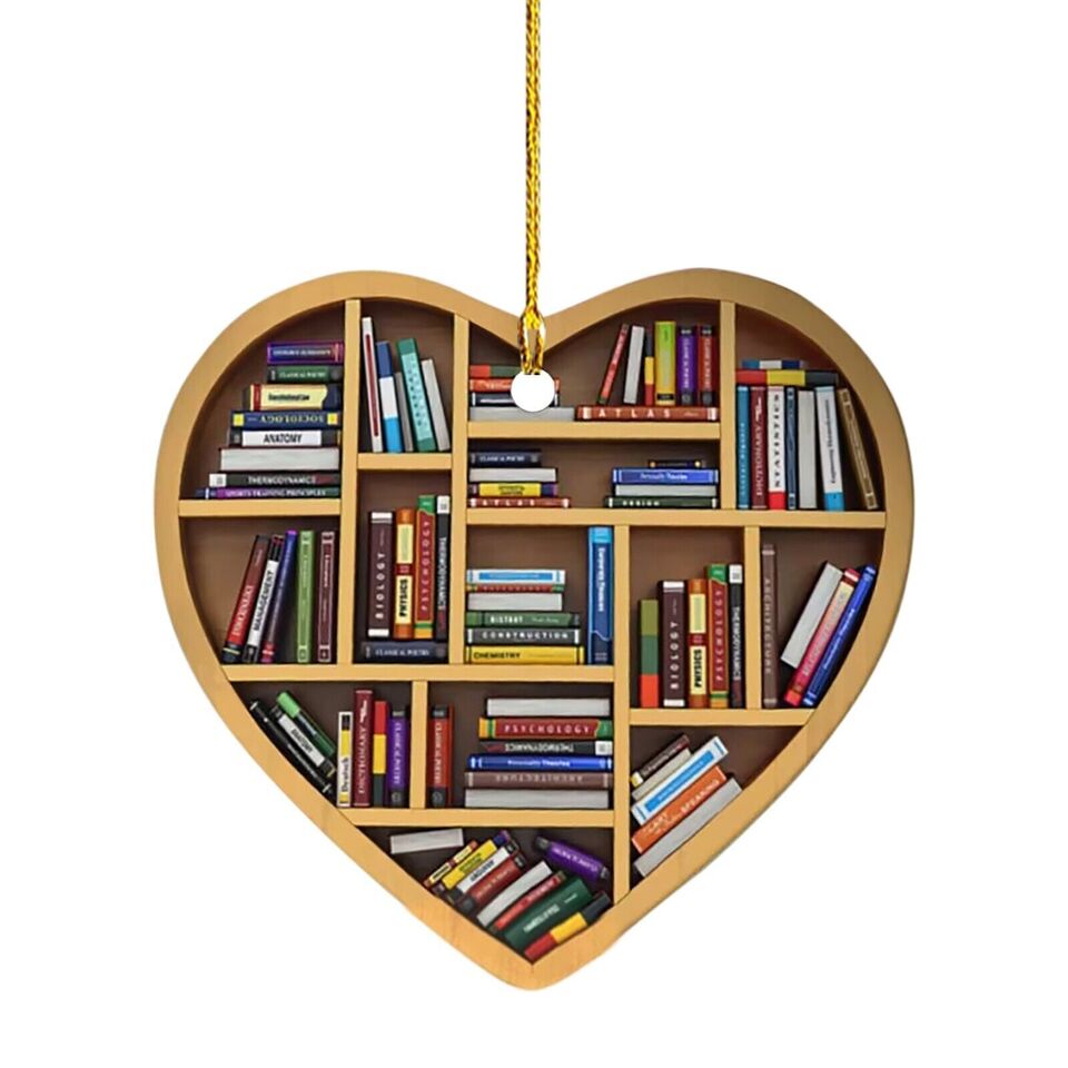 Kitcheniva Heart-Shaped Bookshelf Christmas Tree Ornament 2 Pcs