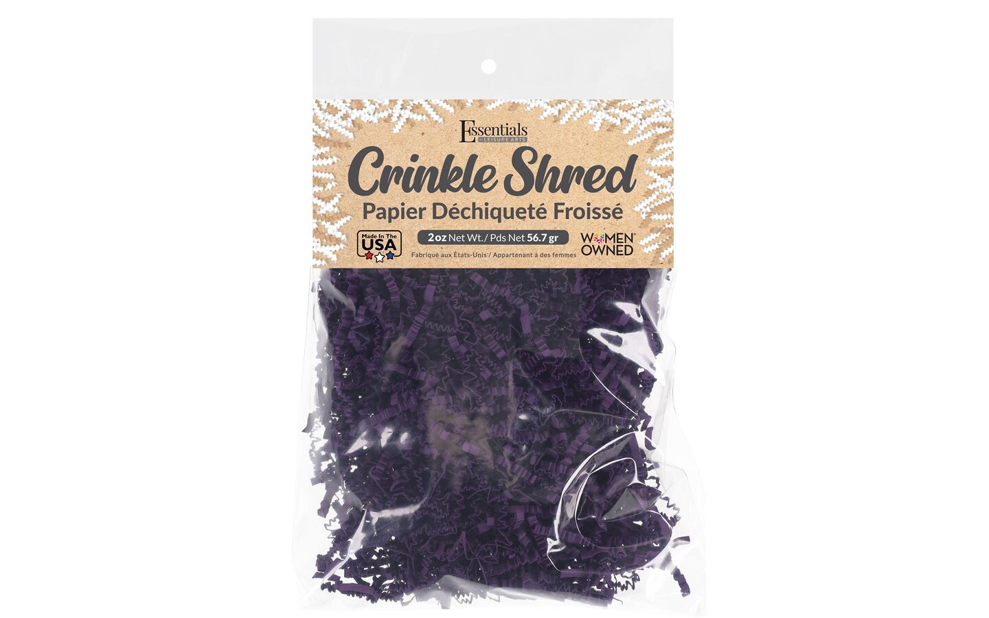 Essentials by Leisure Arts Crinkle Shred Bag, Purple Majesty, 2oz Shredded Paper Filler, Crinkle Cut Paper Shred Filler, Box Filler, Shredded Paper for Gift Box, Paper Crinkle Filler, Box Filling