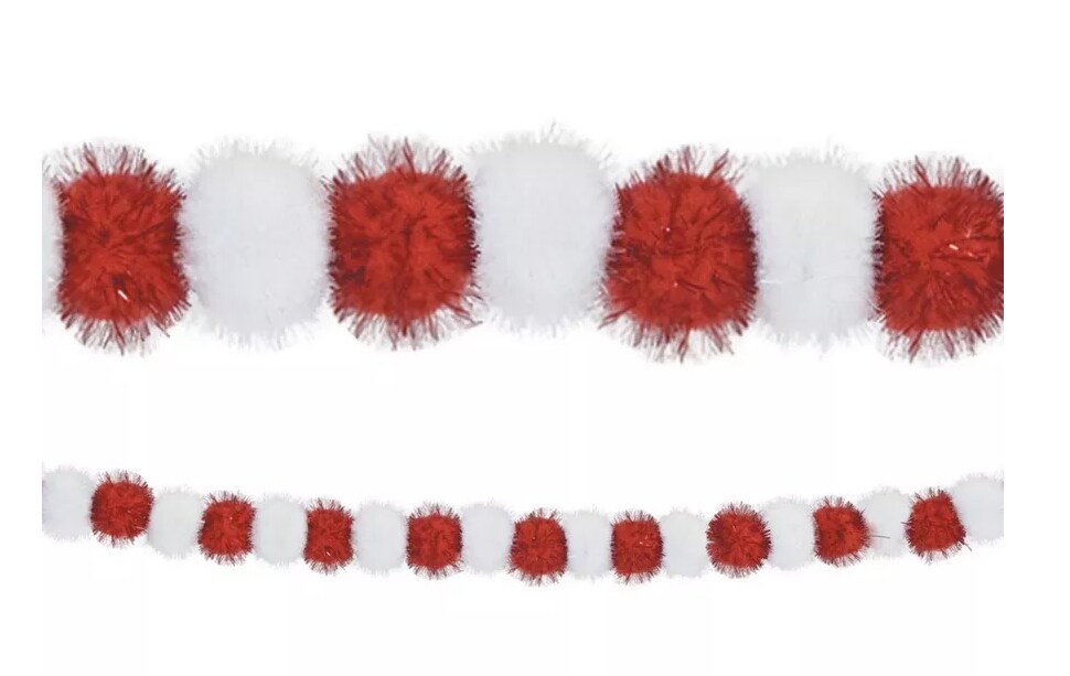 Pom Pom 9ft Garland - Red &#x26; White, 1ct