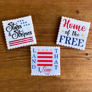 Home of the Free Cookie &#x26; Craft Stencil | CM206 by Designer Stencils | Cookie Decorating Tools | Baking Stencils for Royal Icing, Airbrush, Dusting Powder | Craft Stencils for Canvas, Paper, Wood | Reusable Food Grade Stencil