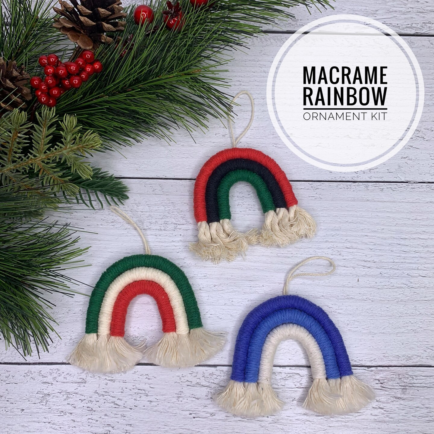 Macrame DIY Christmas Ornaments Rainbow Craft Kit, Adult Craft Kit, Rope  and Yarn, Christmas, Hanukkah, Kwanzaa, Teen Craft Kit, Gift