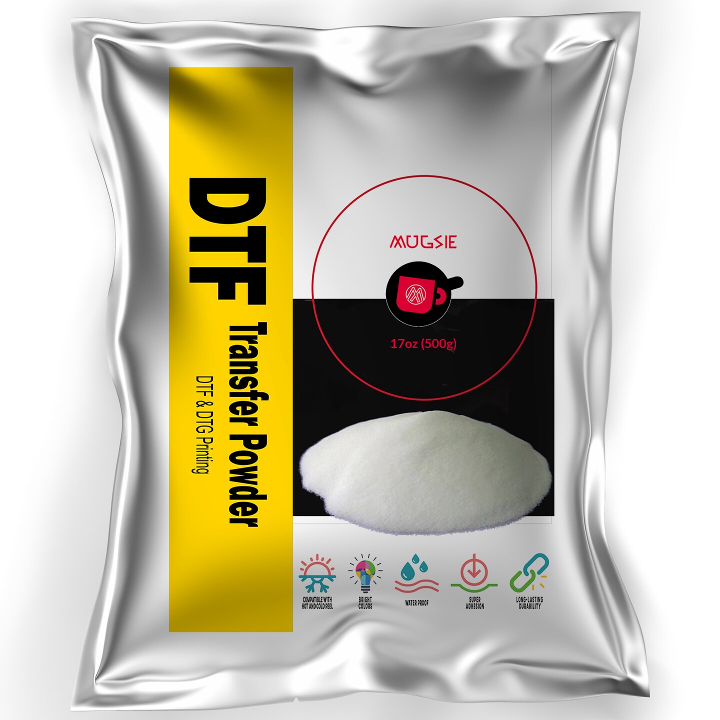DTF Transfer Powder - 500g / 17.6oz White Hot Melt Adhesive for  Sublimation, Compatible with DTF and DTG Printers, Versatile Powder for All  Fabrics