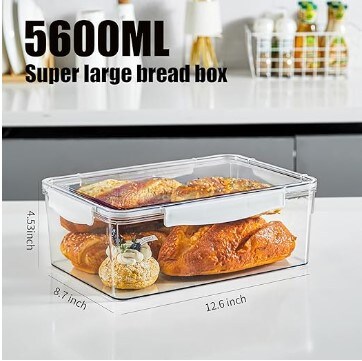 Bread Box Airtight Bread Storage Containers 2 Packs Stackable Bread Bin Large Bread Keeper for Homemade Bread, Clear Bread Box for Kitchen Countertop