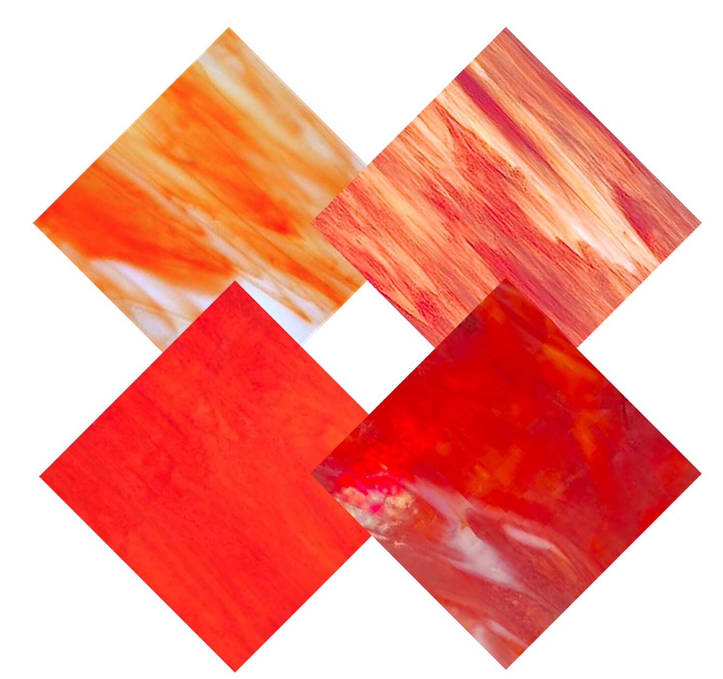 Wissmach 4 Sheet Mixed Color Variety Stained Glass Pack, Orange/RED-Pumpkin,
